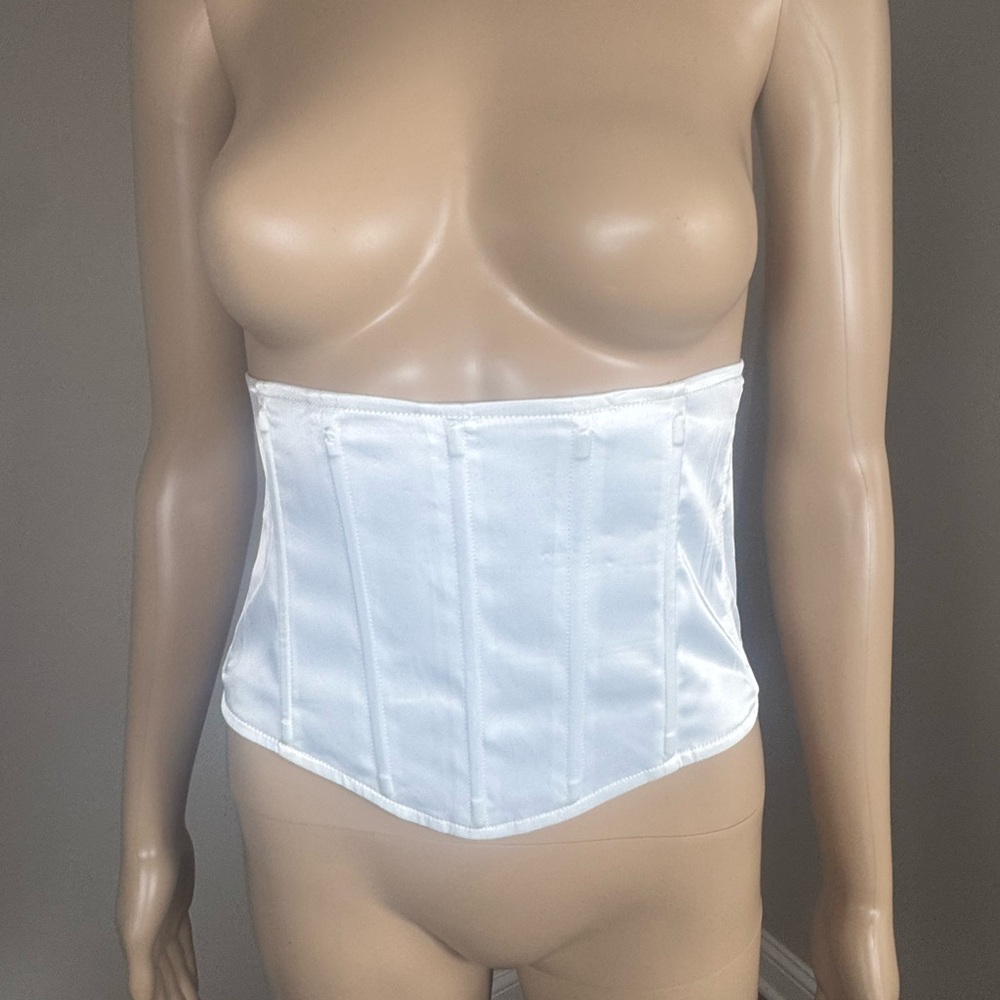 AKIRA White Satin Lace Up Corset Waist Belt Underbust Corset